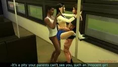 Oynat Sims 4, japon karma eğitim gördü ve otobüste acımasızca becerdin