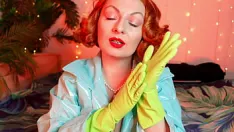 Jouer Gants verts - gants de ménage en latex fétichistes - clip fétichiste gratuit vidéo asmr